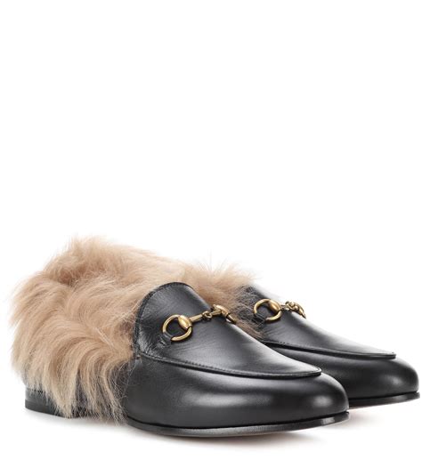 furry gucci loafers|Gucci fringe loafer.